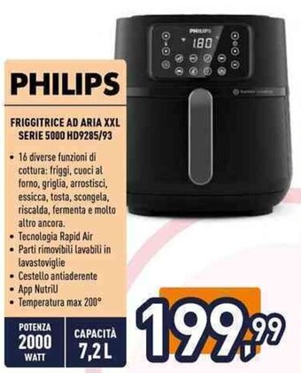 Unieuro PHILIPS FRIGGITRICE AD ARIA XXL SERIE 5000 HD9285/93, offerta