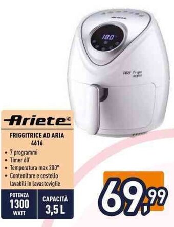 Unieuro Ariete FRIGGITRICE AD ARIA 4616 3,5 L offerta