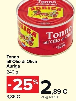 Carrefour Market Auriga tonno all'olio di oliva offerta