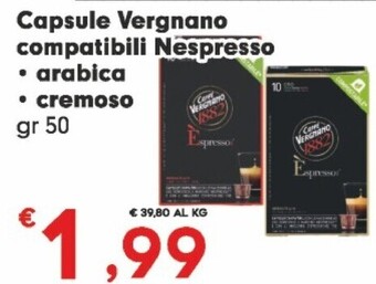 Despar Vergnano capsule compatibili nespresso arabica/cremoso offerta