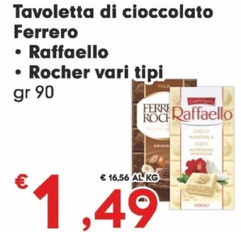 Despar Ferrero tavoletta di cioccolato rafaello/rocher offerta