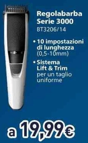 Unieuro Regolabarba Serie 3000 BT3206/14 offerta