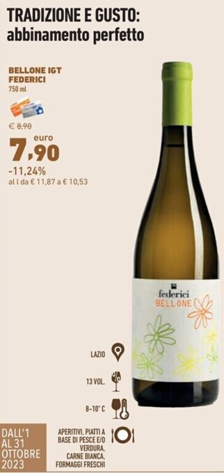 Conad BELLONE IGT FEDERICI 750 ml offerta