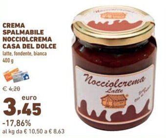 Conad CREMA SPALMABILE NOCCIOLCREMA CASA DEL DOLCE latte, fondente, bianca 400 g offerta