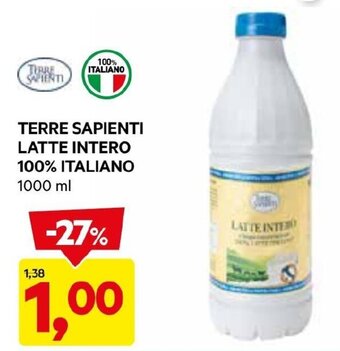 DPiù TERRE SAPIENTI LATTE INTERO 100% ITALIANO 1000 ml offerta