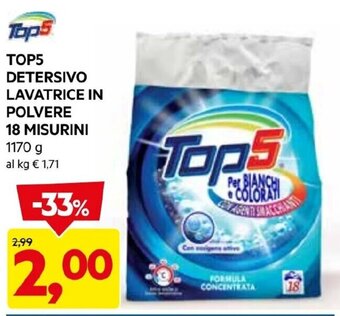 DPiù TOP5 DETERSIVO LAVATRICE IN POLVERE 18 MISURINI 1170 G offerta