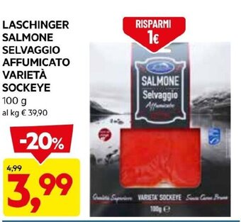 DPiù LASCHINGER SALMONE SELVAGGIO AFFUMICATO VARIETÀ SOCKEYE 100 G offerta