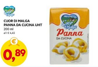 DPiù CUOR DI MALGA PANNA DA CUCINA UHT 200 ML offerta