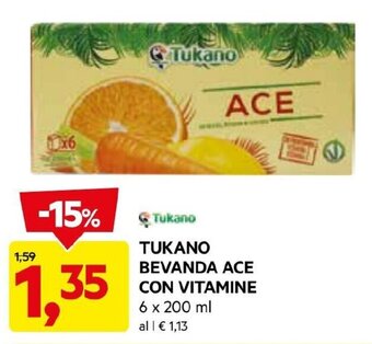 DPiù TUKANO BEVANDA ACE CON VITAMINE 6 X 200 ML offerta