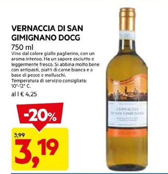 DPiù VERNACCIA DI SAN GIMIGNANO DOCG 750 ml offerta