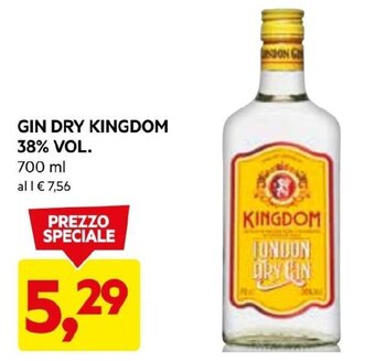 DPiù GIN DRY KINGDOM 38% VOL. 700 ML offerta