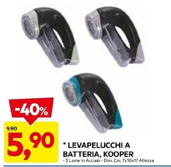 DPiù LEVAPELUCCHI A BATTERIA, KOOPER offerta