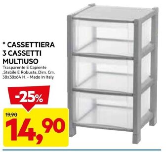 DPiù CASSETTIERA 3 CASSETTI offerta