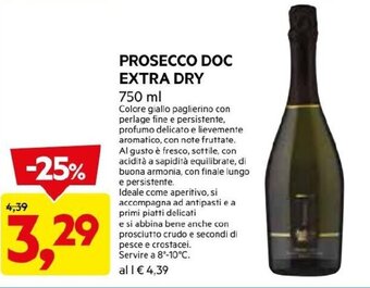 DPiù PROSECCO DOC EXTRA DRY 750 ml offerta
