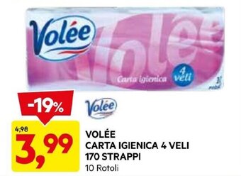 DPiù VOLÉE CARTA IGIENICA 4 VELI 170 STRAPPI 10 Rotoli offerta