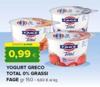 Oasi YOGURT GRECO TOTAL 0% GRASSI FAGE gr 150 offerta