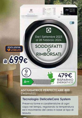 Unieuro Electrolux ASCIUGATRICE PERFECTCARE 800 EW8H492S offerta