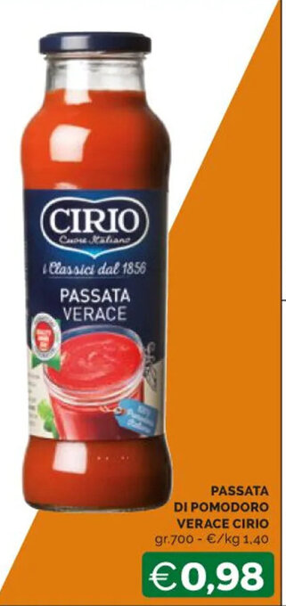 PASSATA DI POMODORO VERACE CIRIO gr.700