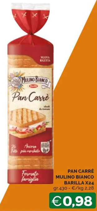 Mercatò PAN CARRÈ MULINO BIANCO BARILLA X24 gr.430 offerta