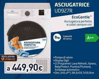 Unieuro beko ASCIUGATRICE UD927R offerta