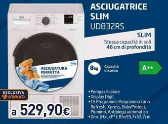 Unieuro beko ASCIUGATRICE SLIM UD832RS offerta