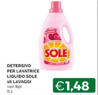 Mercatò DETERSIVO PER LAVATRICE LIQUIDO SOLE 16 LAVAGGI vari tipi It.1 offerta