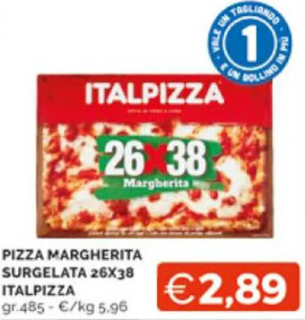 Mercatò PIZZA MARGHERITA SURGELATA 26X38 ITALPIZZA gr.485 offerta