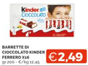Mercatò BARRETTE DI CIOCCOLATO KINDER FERRERO X16 GR.200 offerta