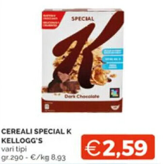Mercatò CEREALI SPECIAL K KELLOGG'S vari tipi gr.290 offerta