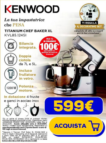 KENWOOD TITANIUM CHEF BAKER XL KVL85.124SI