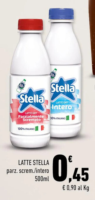 Conad LATTE STELLA parz. screm./intero 500ml offerta