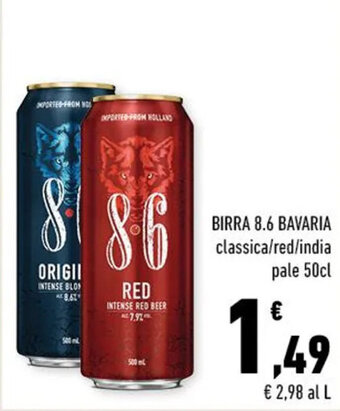 Conad BIRRA 8.6 BAVARIA classica/red/india pale 50cl offerta