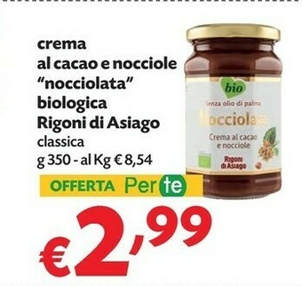 Pam Rigoni Di Asiago Nocciolata Crema Di Cacao E Nocciole Bio 350 G(ml) offerta
