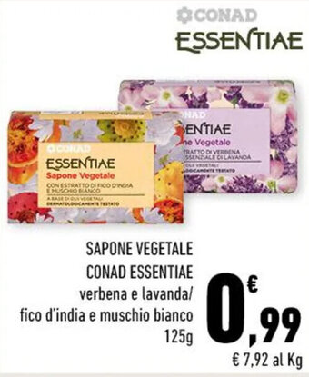 Conad SAPONE VEGETALE CONAD ESSENTIAE verbena e lavanda/ fico d'india e muschio bianco 125g offerta