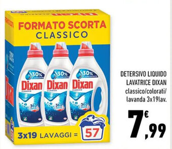 Conad DETERSIVO LIQUIDO LAVATRICE DIXAN classico/colorati/ lavanda 3x19lav. offerta