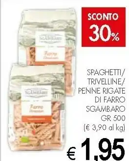 Crai Sgambaro Farro Monococco Penne Rigate N. 91 Bio 500 G(ml) offerta