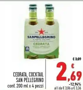 Conad San Pellegrino Cedrata/ Cocktail 200 Ml offerta