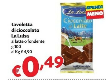 Pam La luisa Tavoletta Di Cioccolato Al Latte offerta