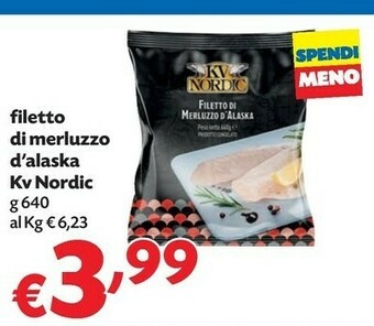 Pam Kv nordic Filetto Di Merluzzo D'Alaska Congelato 640 G(ml) offerta