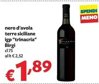 Pam Birgi Nero D'Avola Terre Siciliane Igp Trinacria offerta