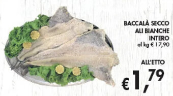 èccoMI BACCALA SECCO ALI BIANCHE INTERO al kg offerta