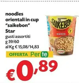 Pam Star Saikebon Noodles Orientali In Cup Con Manzo offerta