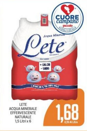Supermercati Piccolo LETE ACQUA MINERALE EFFERVESCENTE NATURALE 1,5 Litri x 6 offerta