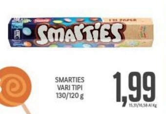 Supermercati Piccolo SMARTIES VARI TIPI 130/120 g offerta