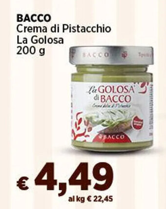 BACCO Crema di Pistacchio La Golosa 200 g