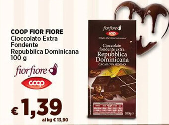 Coop COOP FIOR FIORE Cioccolato Extra Fondente Repubblica Dominicana 100 g offerta