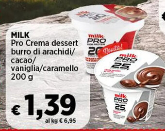 Coop MILK Pro Crema dessert burro di arachidi/ cacao/ vaniglia/caramello 200 g offerta
