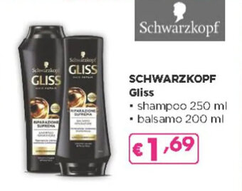Acqua & Sapone SCHWARZKOPF Gliss shampoo 250 ml - balsamo 200 ml offerta
