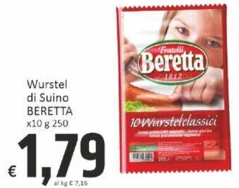 Paghi Poco Wurstel di Suino BERETTA x10 g 250 offerta