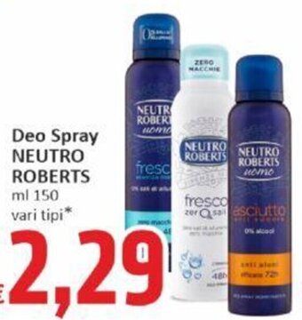 Paghi Poco Deo Spray NEUTRO ROBERTS ml 150 vari tipi offerta